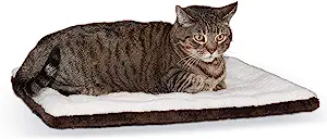 K&H PET PRODUCTS Self-Warming Cat Bed Pad, Self-Heating Thermal Cat and Dog Bed Mat, Pet Warming Pad for Cats, Cat Warmer Mat for Feral and Indoor Cats, Oatmeal/Chocolate 21 X 17 Inches