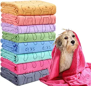 8 Pcs Dog Drying Towels Bulk 55” x 28” Pet Grooming Towels Absorbent Microfiber Dog Bath Towels Quick Drying Puppy Bathing Towel for Small Medium Large Dogs Cats Pets Bathing Grooming (Colorful)